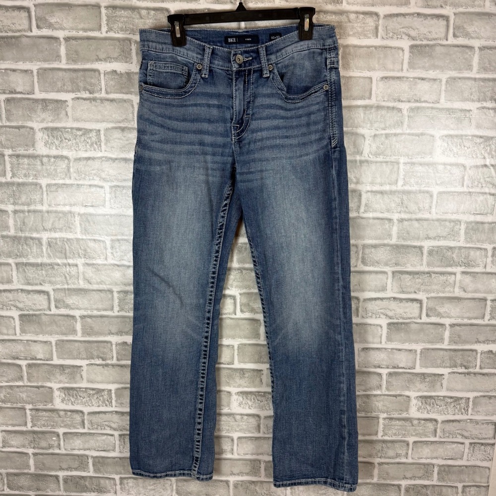 BKE Aiden Mens Straight Leg Jeans 32 x 32 Medium Wash Preppy Stretch ABP21415
